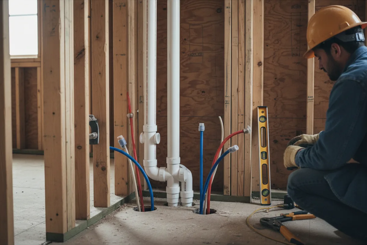 Drain and supply rough-in during Drain Cleaning in Grubville